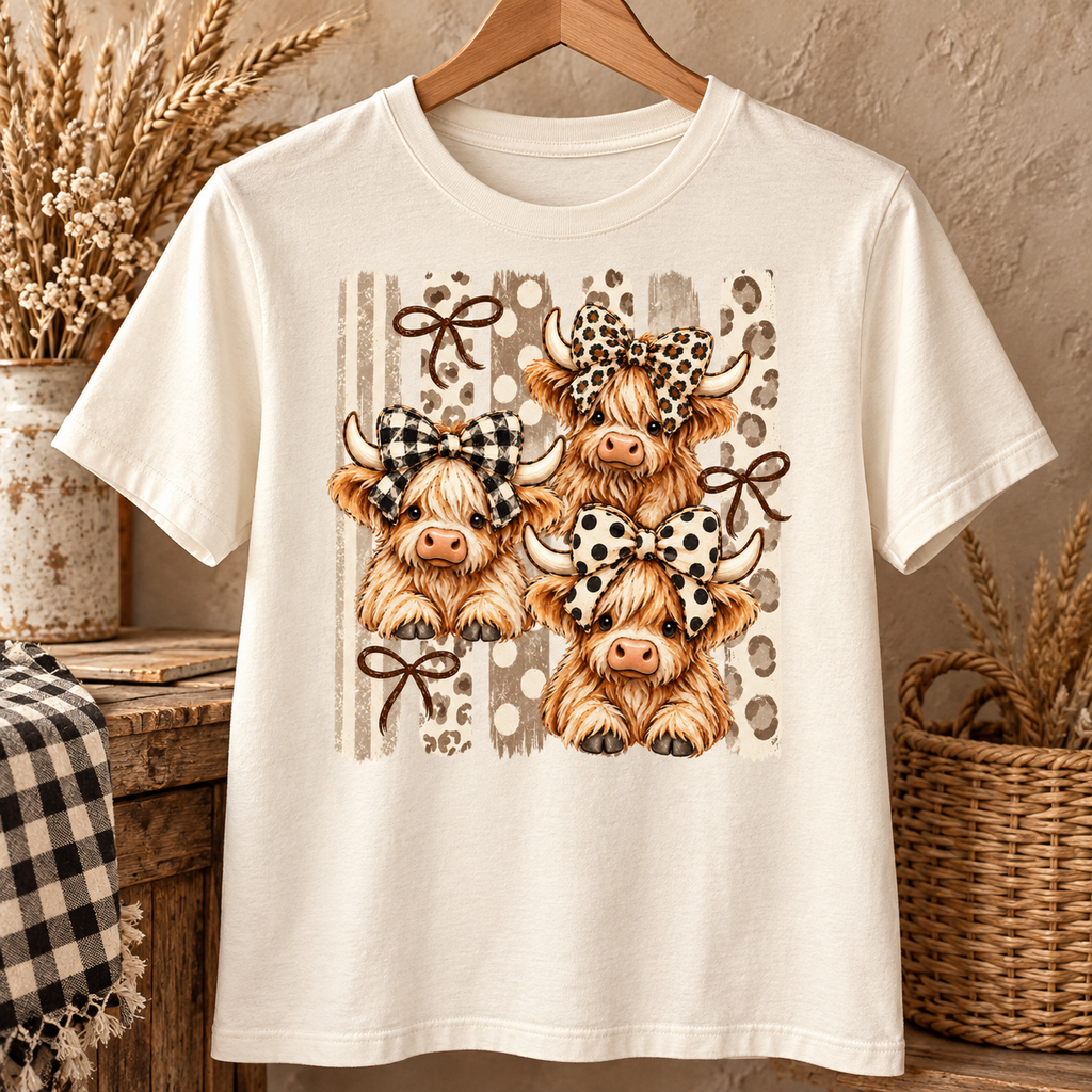 Highland Cow PNG | Cowgirl Bow Country Digital Download