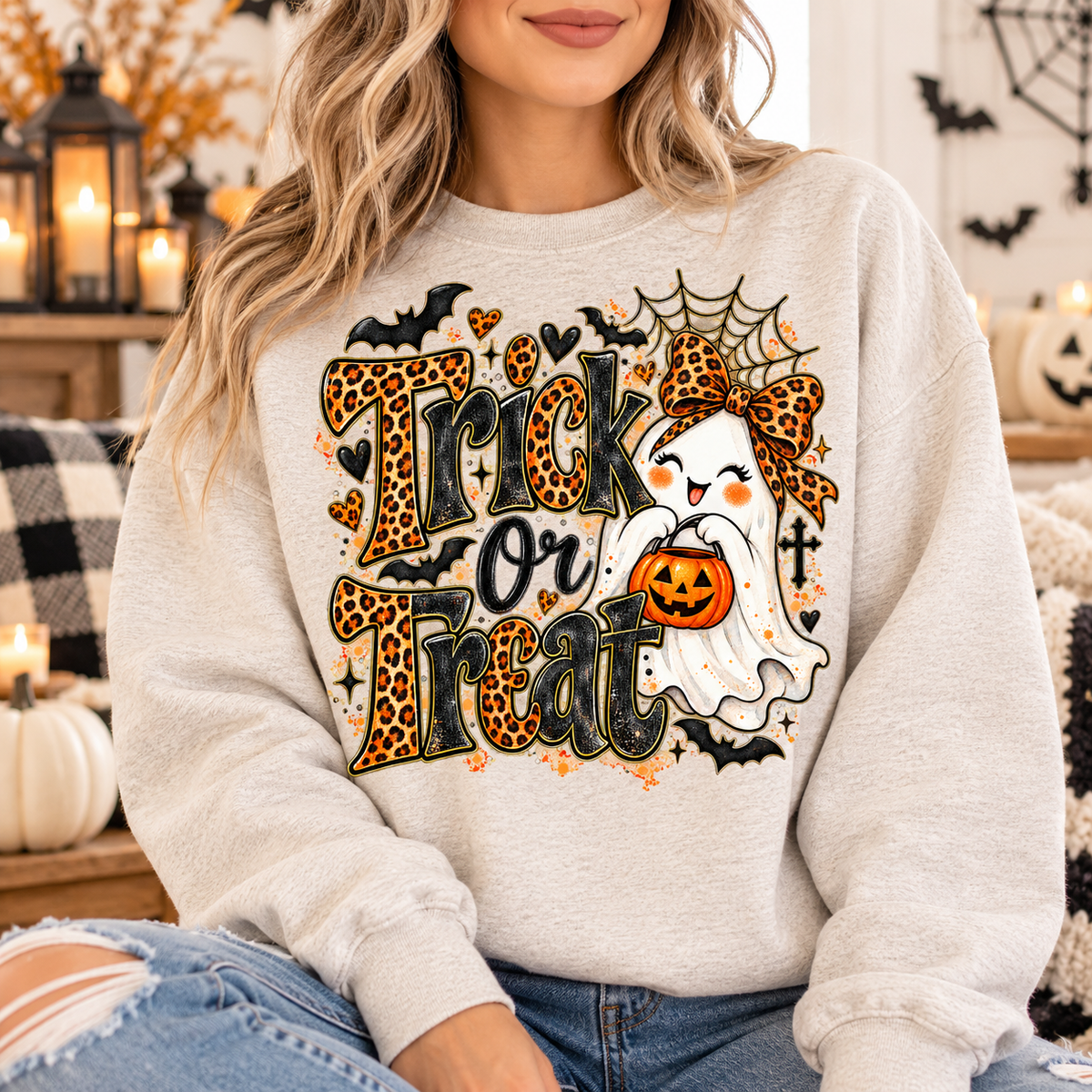 Trick or Treat PNG | Leopard Ghost Halloween Digital Download