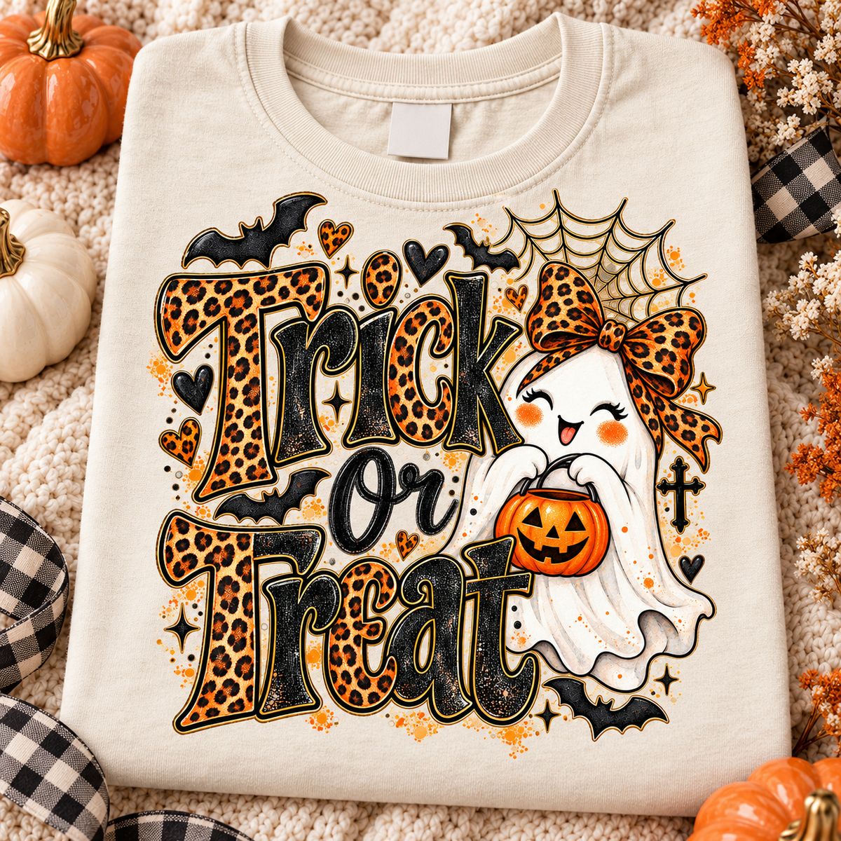 Trick or Treat PNG | Leopard Ghost Halloween Digital Download