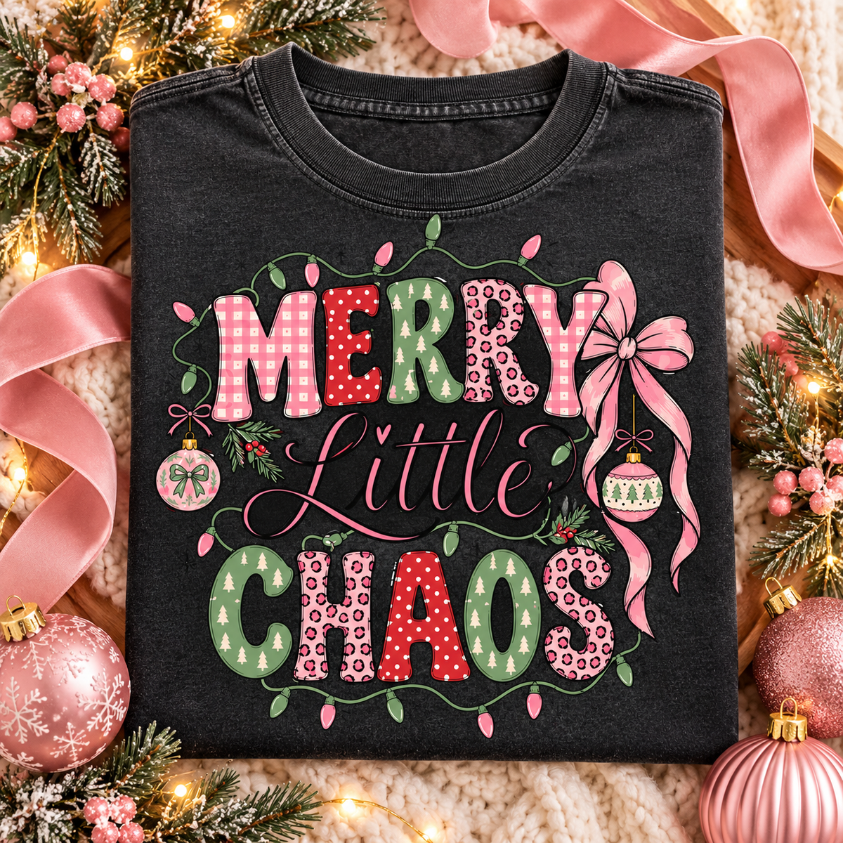 Merry Little Chaos PNG + SVG | Pink Christmas Digital Download