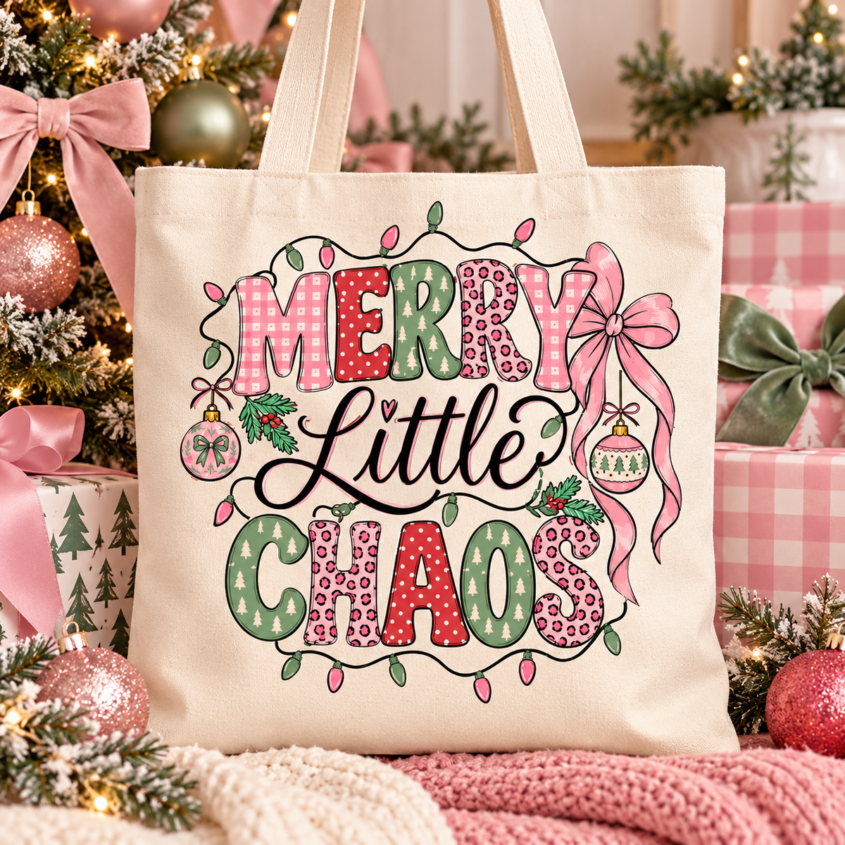 Merry Little Chaos PNG + SVG | Pink Christmas Digital Download
