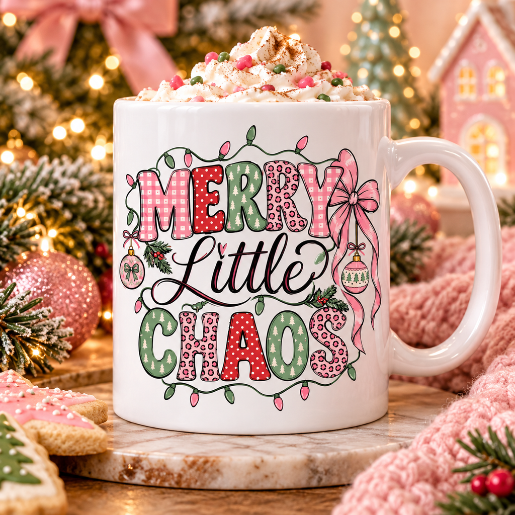 Merry Little Chaos PNG + SVG | Pink Christmas Digital Download