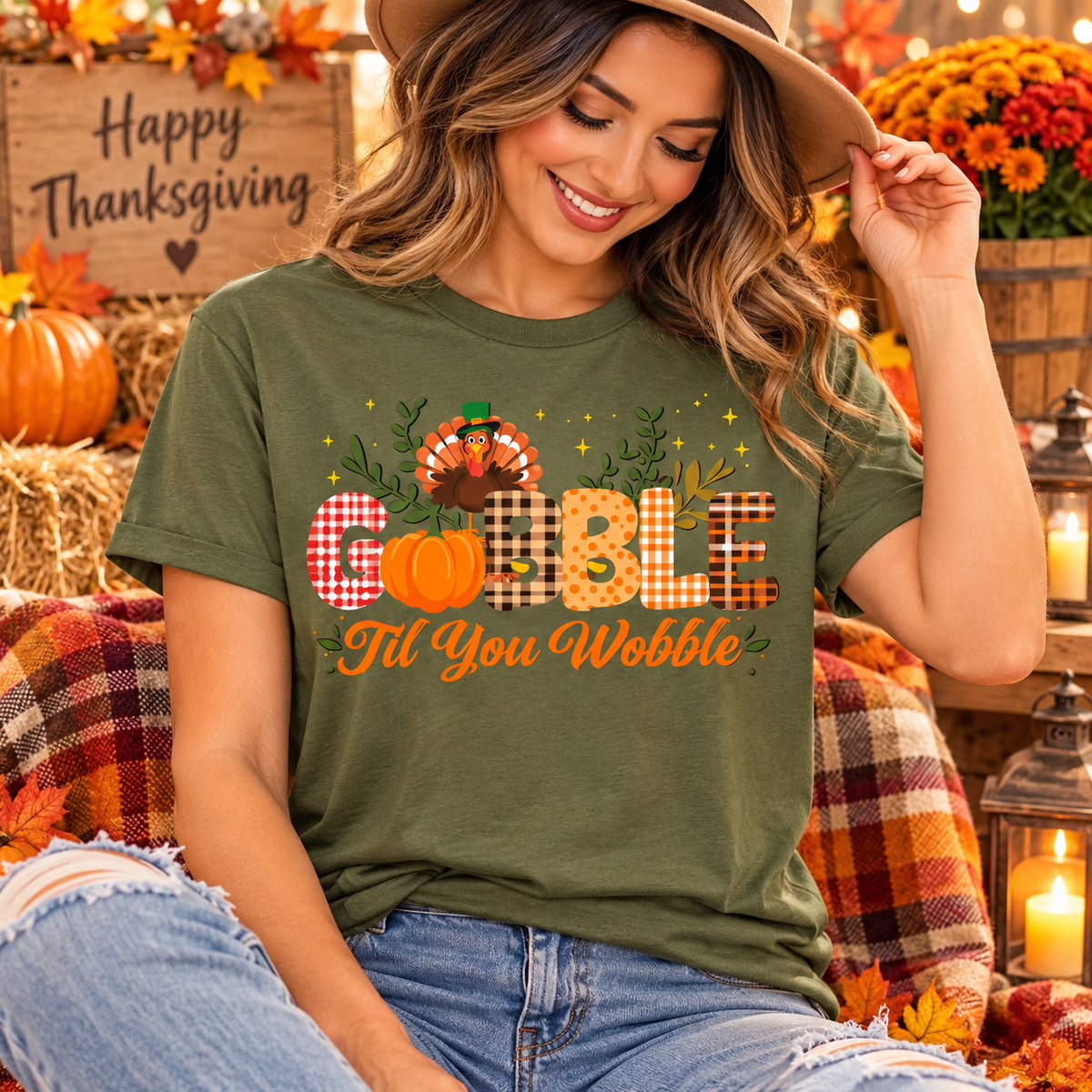 Gobble Til You Wobble PNG | Thanksgiving Turkey Digital Download