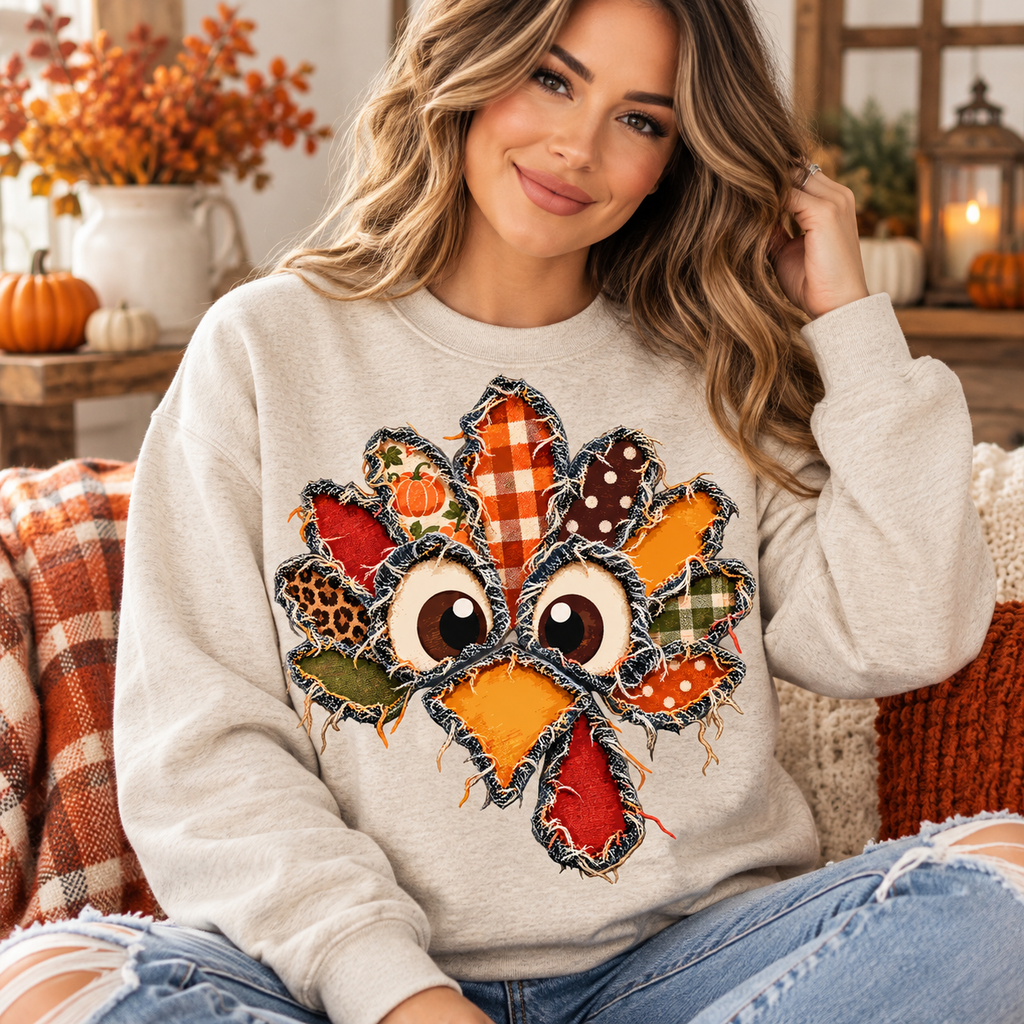 Patchwork Turkey PNG | Faux Applique Thanksgiving Digital Download ...