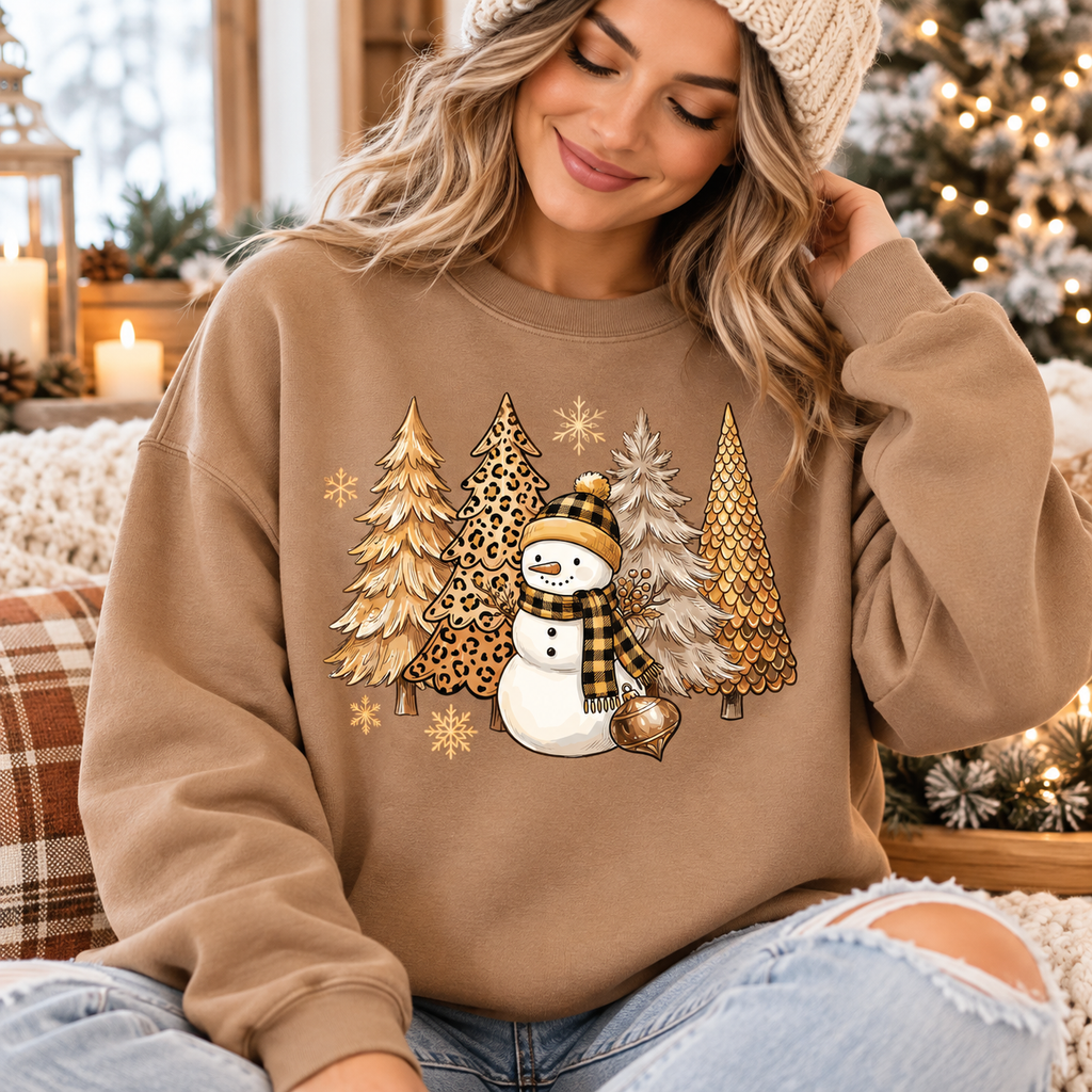 Snowman Christmas PNG | Neutral Leopard Tree Digital Download