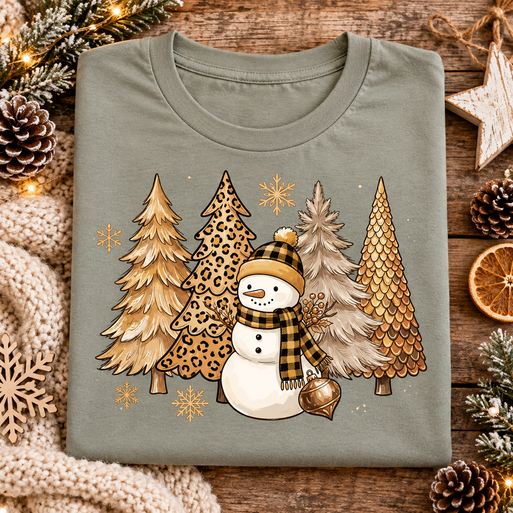 Snowman Christmas PNG | Neutral Leopard Tree Digital Download
