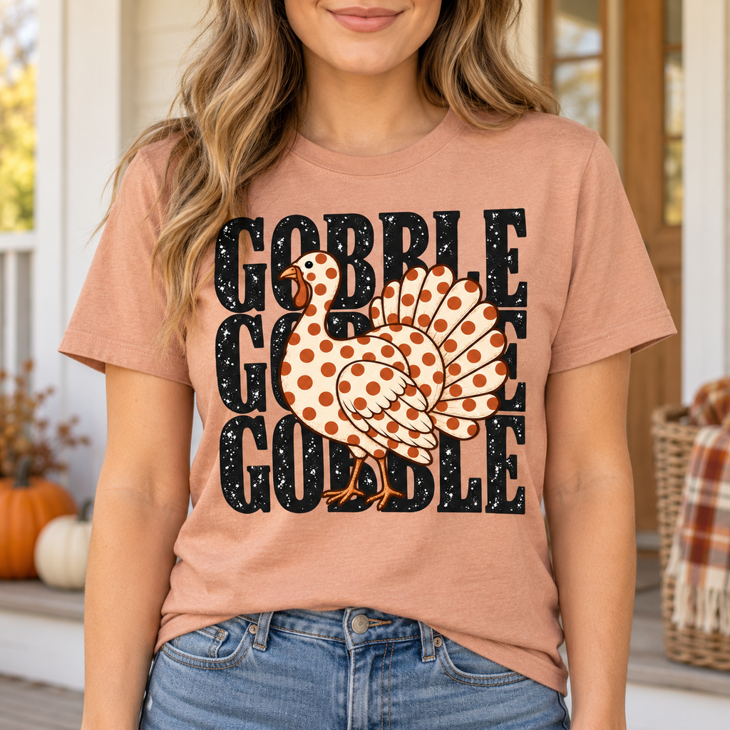 Gobble Gobble PNG | Polka Dot Turkey Thanksgiving Digital Download