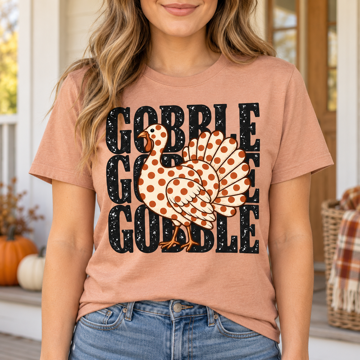 Gobble Gobble PNG | Polka Dot Turkey Thanksgiving Digital Download